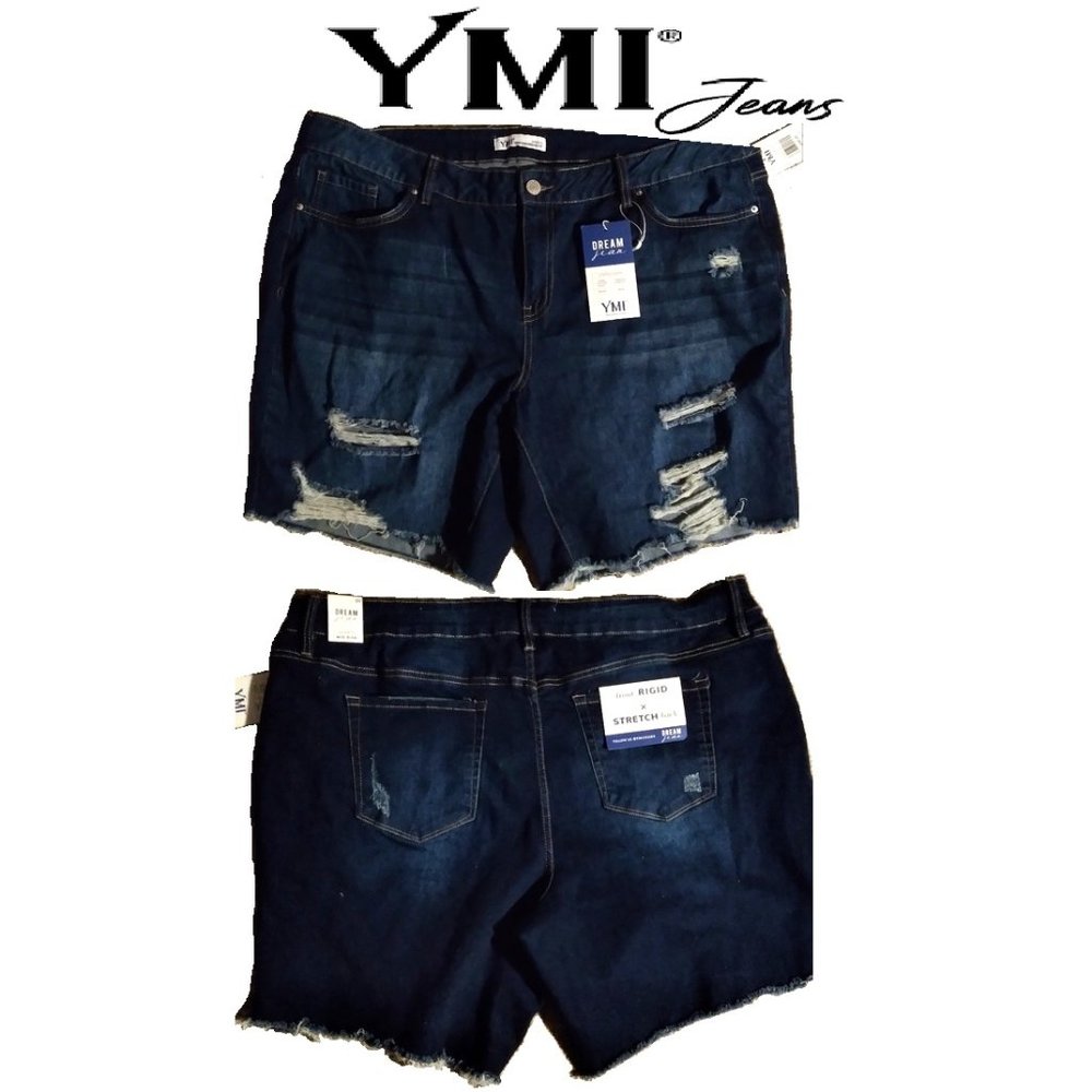 Women's Sexy Mid Rise Distressed Denim  Blue Jean Shorts Sz 20